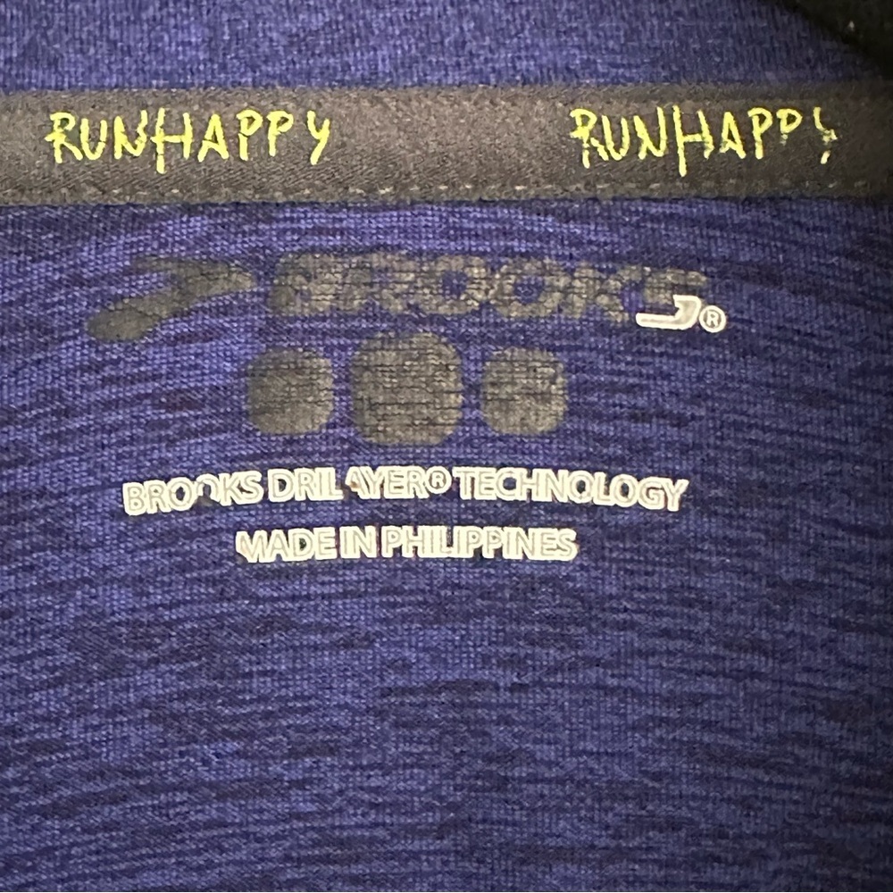 BROOKS Run Happy‎ Men’s Half Zip Running Shirt Blue Performance Pullover Large - Picture 9 of 14